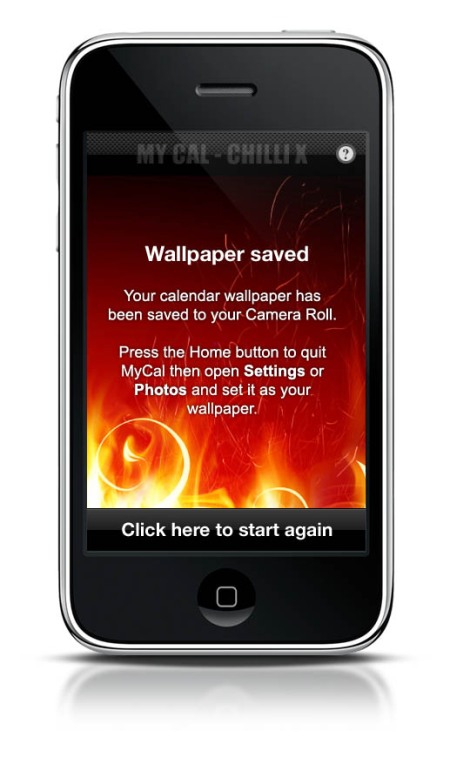 MyCal Wallpaper Saved Screen